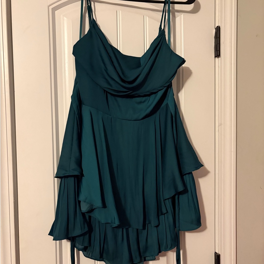 Elegant Teal Draped Women's Romper